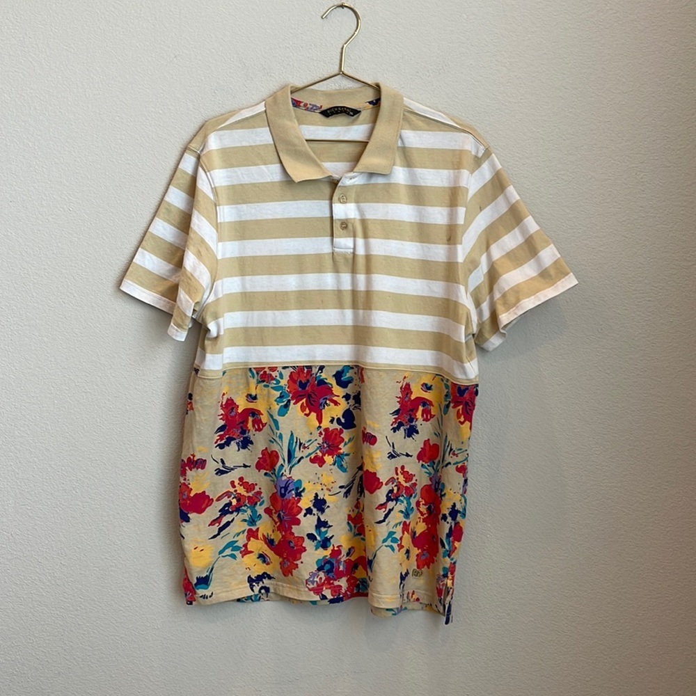 Rich Gang Floral Striped Polo Size X-Large